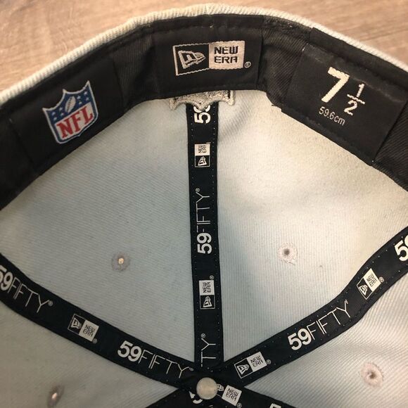 Las Vegas Raiders NFL New Era 59Fifty Size 7 1/2 Silver & Black Fitted Hat READ - Picture 8 of 9